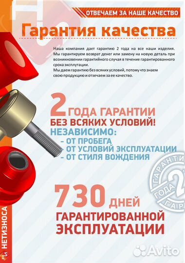 Нет Износа Стойка стабилизатора полиуретановая 024