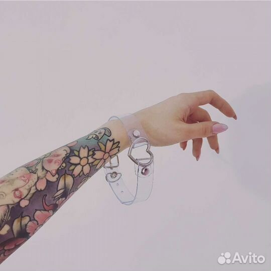 Чокер прозрачный силиконовый с сердцем чокер цепи