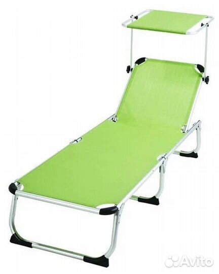 Шезлонг для дачи складной с навесом зеленый