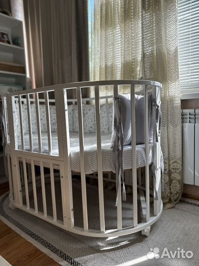 Детская кроватка с маятником круглая 9 в 1