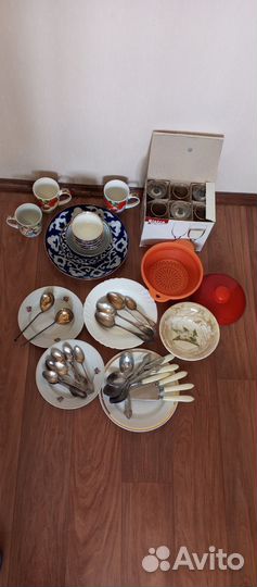 Посуда, фужеры, мелхиоровые ложки