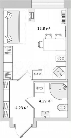Квартира-студия, 25,8 м², 4/23 эт.