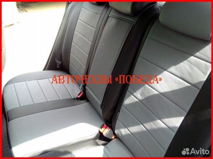 Чехлы Kia Ceed 2 из экокожи чёрно-серые Классика