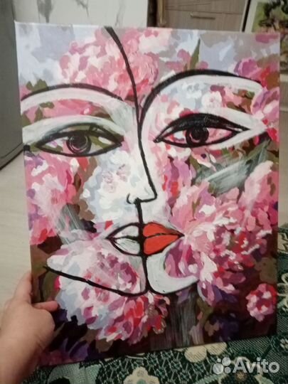 Картина, абстракция. Любовь. Холст