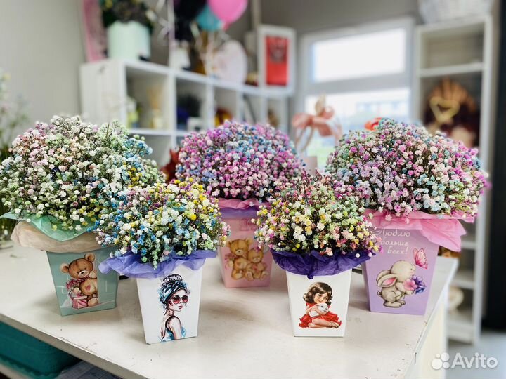 Гипсофила, букеты, Розы, цветы с доставкой