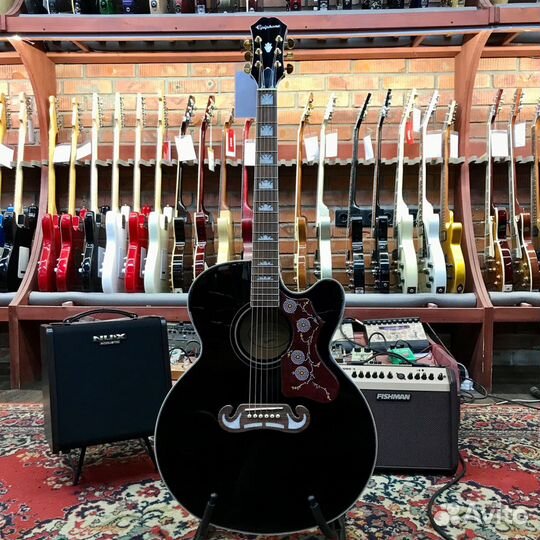 Электроакустическая гитара Epiphone EJ-200CE Black
