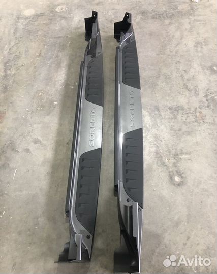 Пороги боковые KIA Sorento 2006 - 2010 темно-серый