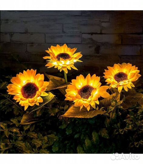 Светодиодный подсолнух, 80 см,на солн. батарее