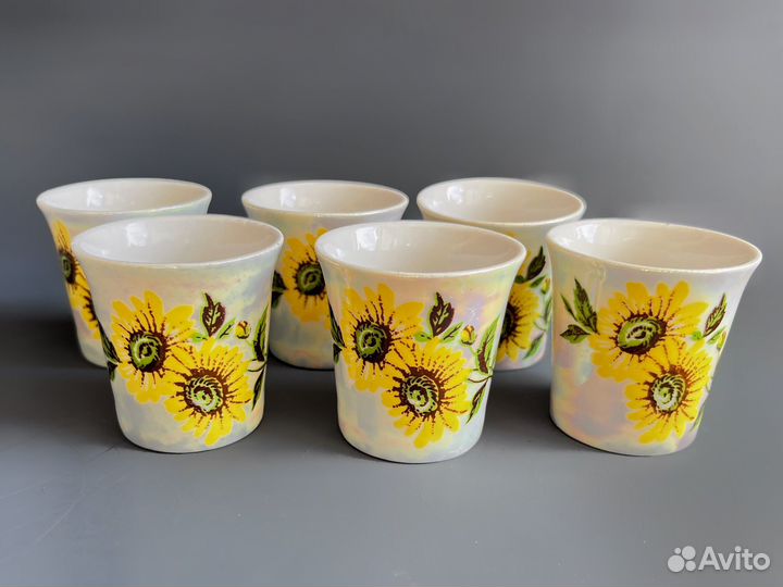 Рюмки подсолнухи 6 шт фарфор СССР, Орбита