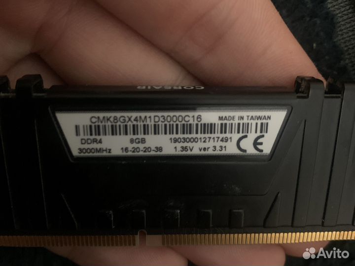 Оперативная память ddr4 8gb 3000 vengeance lpx
