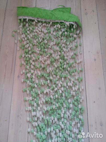 Штора Гардина Нити Зеленый Шарики б/у