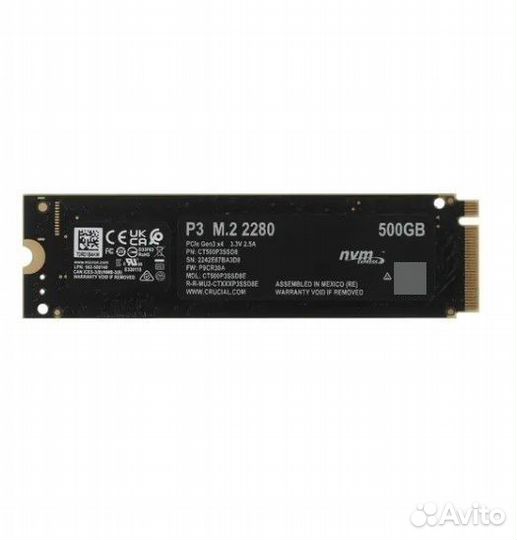 Внутренний SSD-накопитель 500Gb Crucial #364934