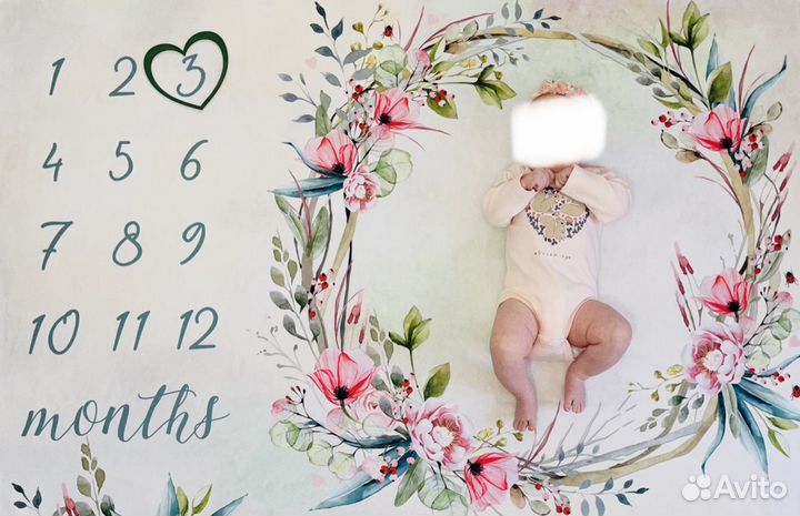 Плед для фотосессии новорождённого по месяцам