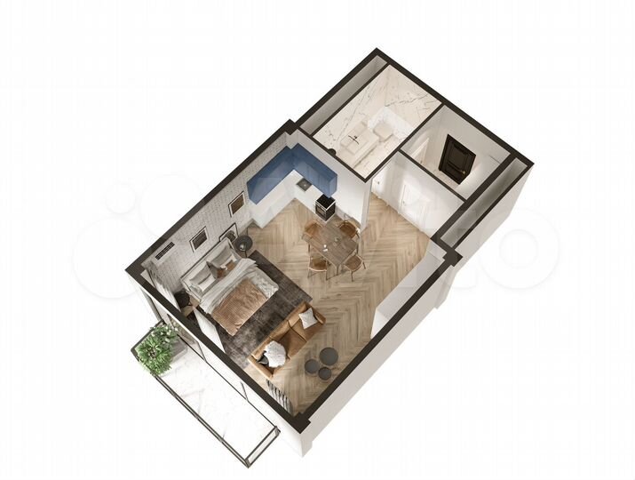 Апартаменты-студия, 50,7 м², 6/7 эт.