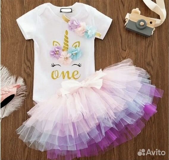 Боди с фатиновой юбочкой на годовасие