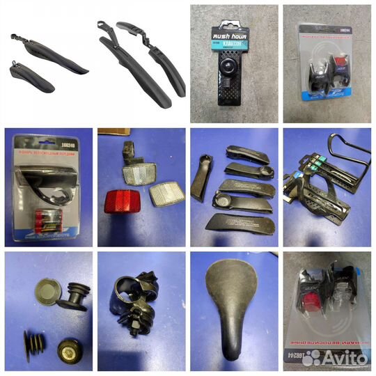 Крылья, звонок, фонарь, катафоты, седло велосипеда