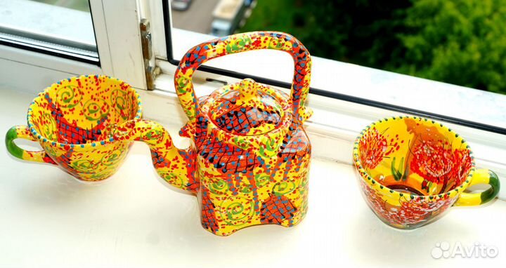 Чайник глиняный новый,ручной работы