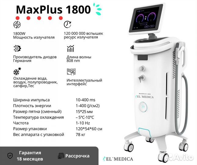 Новый Аппарат Для Лазерной Эпиляции MaxPlus 1800W