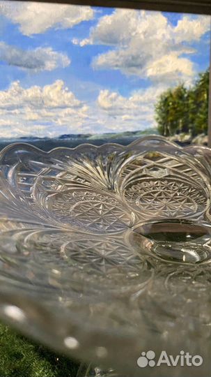 Ваза на ножке старинная стекло гхз