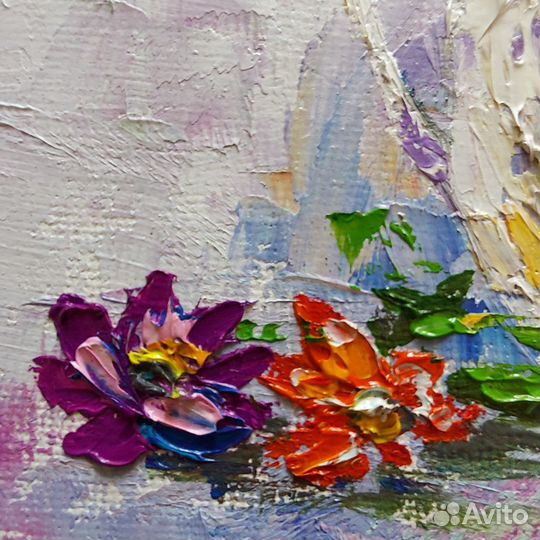 Картина с цветами Яркий букет маслом