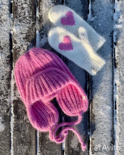 Шапка ушанка и варежки