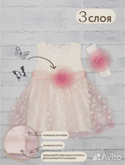 Праздничное платье для девочки / р. 74 /без рукава