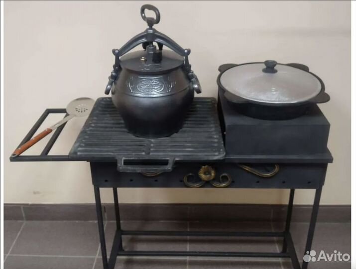 Мангал для дачи печью под казан