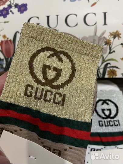 Носочки Gucci гуччи набор с упаковкой бренда