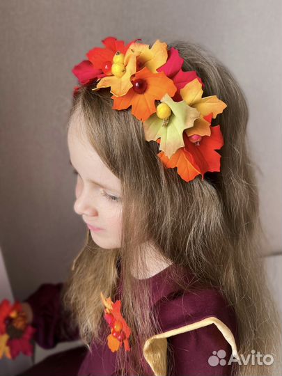 Осенний ободок с брошкой