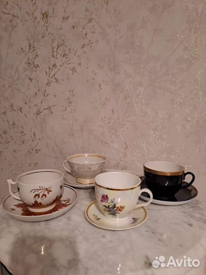 Чайная пара, фарфор лфз, вербилки, чайка, ГДР