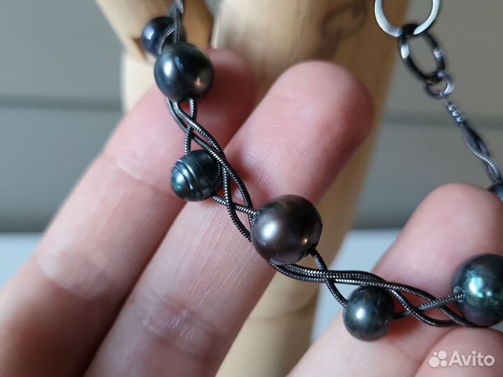 Новый браслет с чёрным речным жемчугом орифлейм