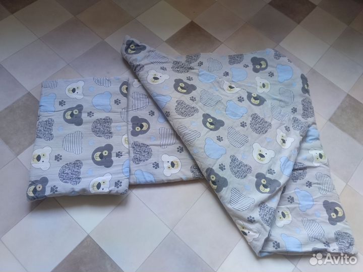 Комплект в коляску подушка матрас одеяло
