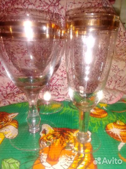 Фужеры, бокалы советские с позолотой