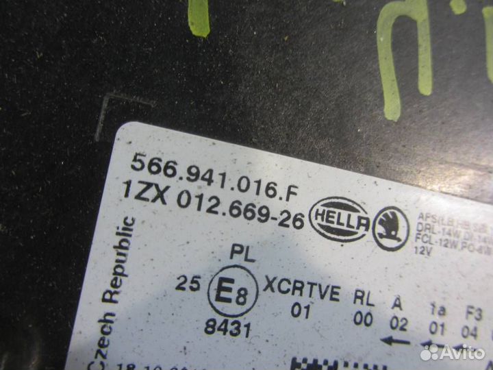 Блок фара правая Шкода