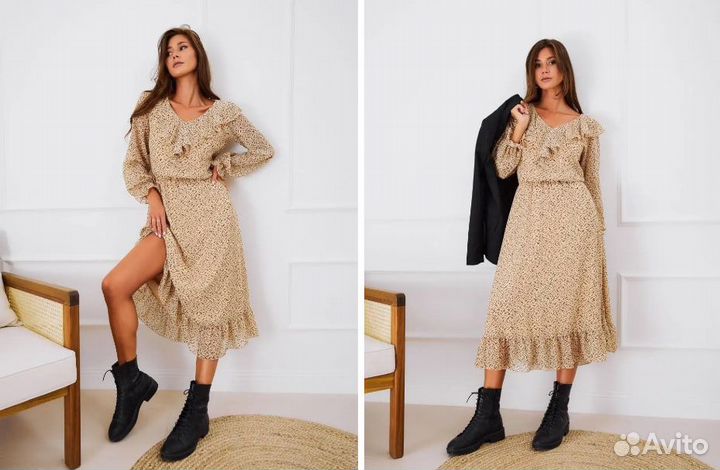 Платье летнее вечернее шифоновое с воланами 56 3XL