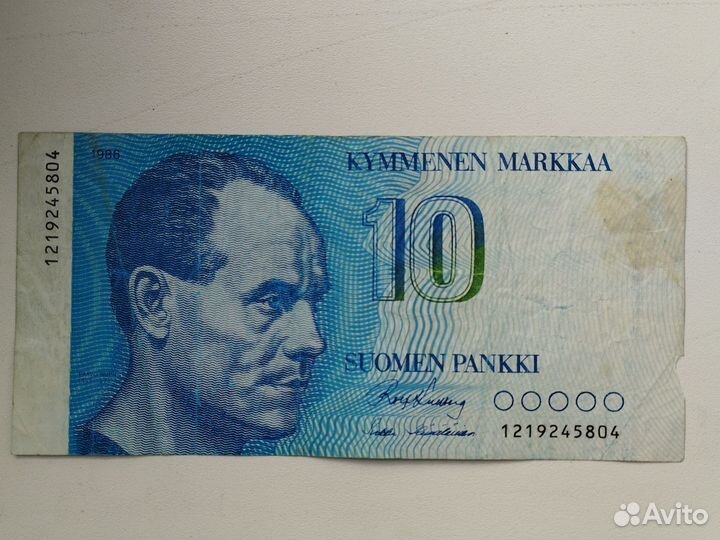 Финляндия 10 марок 1986