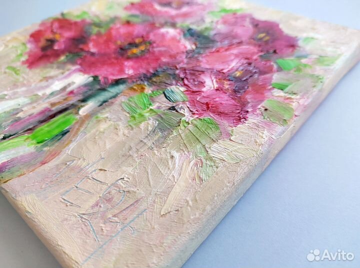 Картина маслом на холсте Маки в вазе