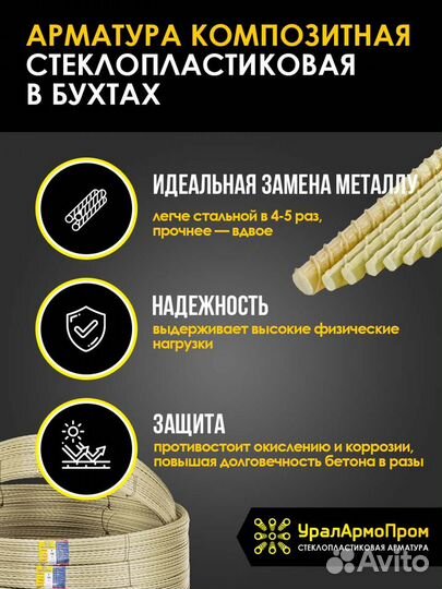 Пластиковая композитная арматура 12мм 500 метров