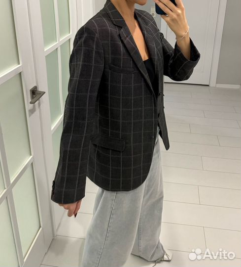 Пиджак серый с мужского плеча оверсайз