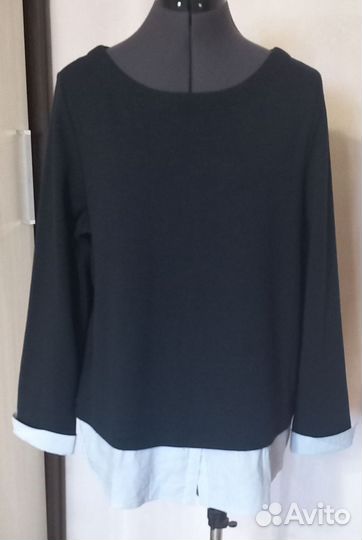 Джемпер женский с имитацией рубашки 50 - 52р