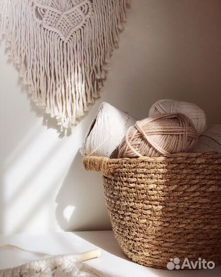 Корзина интерьерная из водорослей и джута
