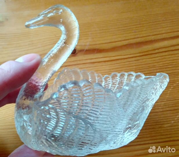 Икорница Лебедь хрусталь дореволюционный