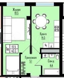 1-к. квартира, 43,5 м², 12/12 эт.
