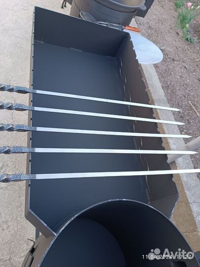 Большой мангал с печью и дымоходом 2в1 металл 3мм