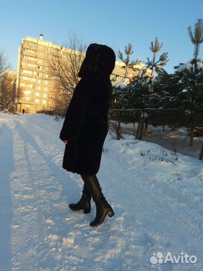 Шуба норковая с капюшоном