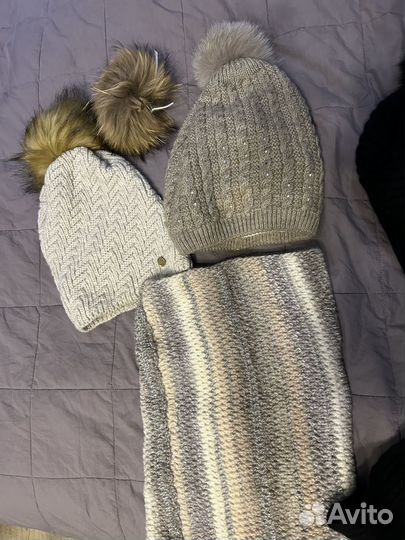 Шапка вязаная зимняя снуд шарф