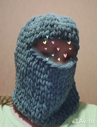 Шапка балаклава плюшевая с ушками