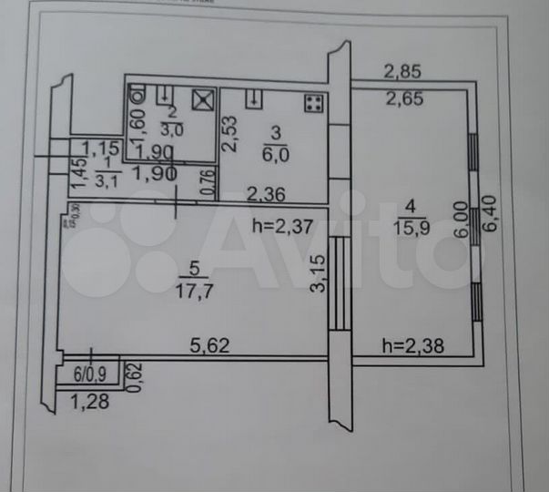 2-к. квартира, 46,6 м², 1/2 эт.
