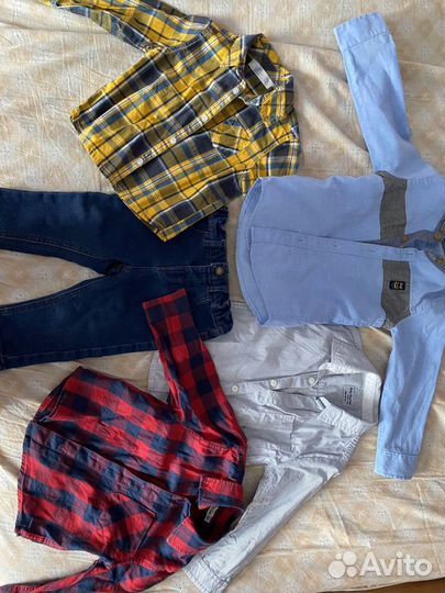 Джинсы и рубашка для мальчика 80-86 вещи пакетом