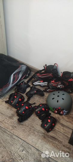 Роликовые коньки, шлем, защита, рюкзак, р. 31-36